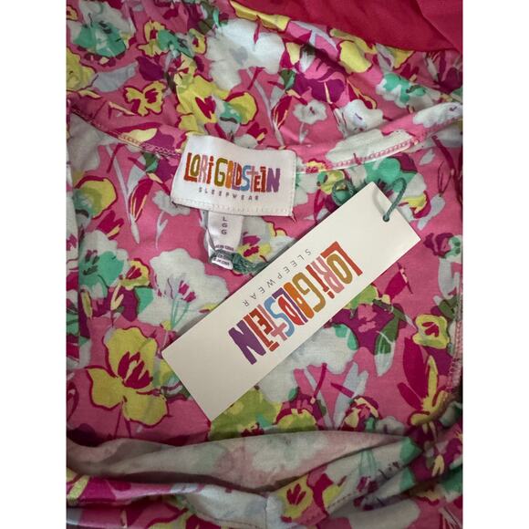 LORI GOLDSTEN Sleepwear Floral Gown NWT $42 Prink Green Yellow Size L - Picture 6 of 7